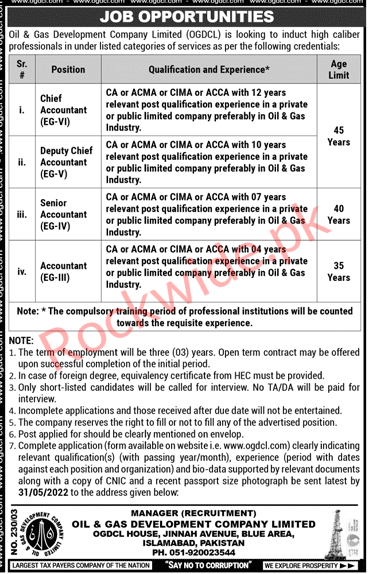 Oil And Gas Development Company Latest Vacancies In Islamabad May 2022